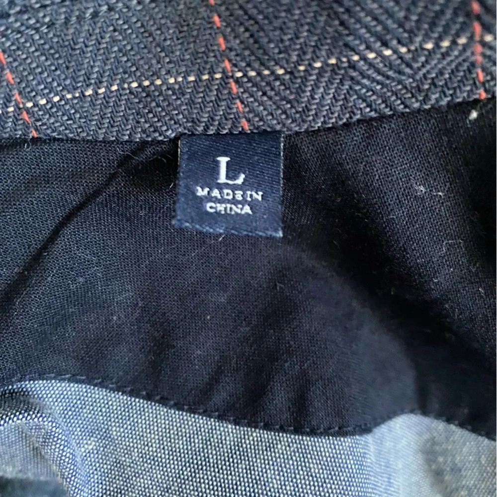 Jachs, Navy Blue Cotton Plaid Two Button Sports Coat